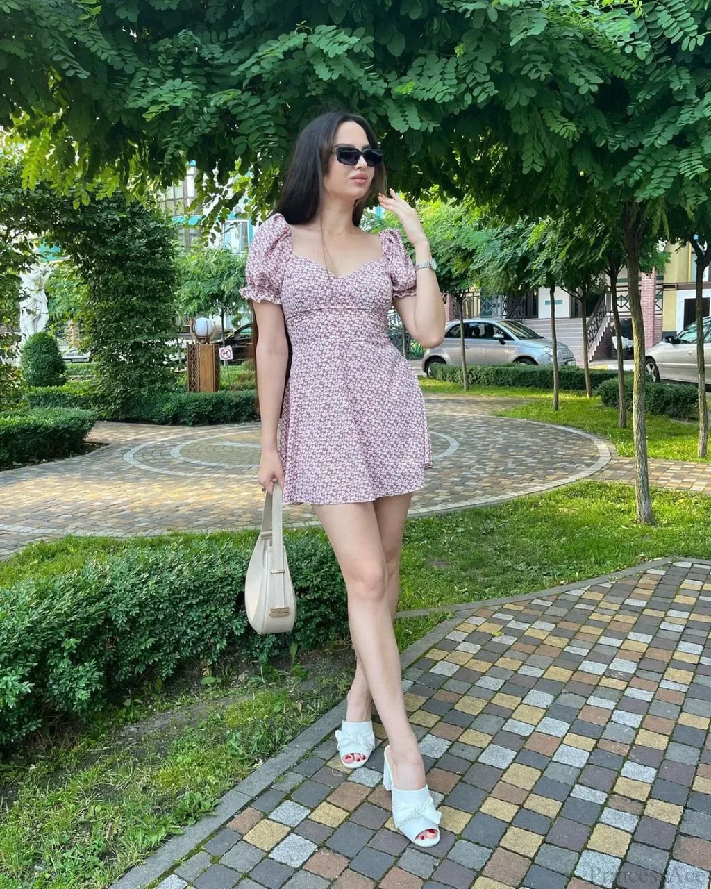 Sexy Floral Print Wrap Floral Dress
