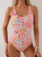 Sexy Floral Square Neck One Piece Set
