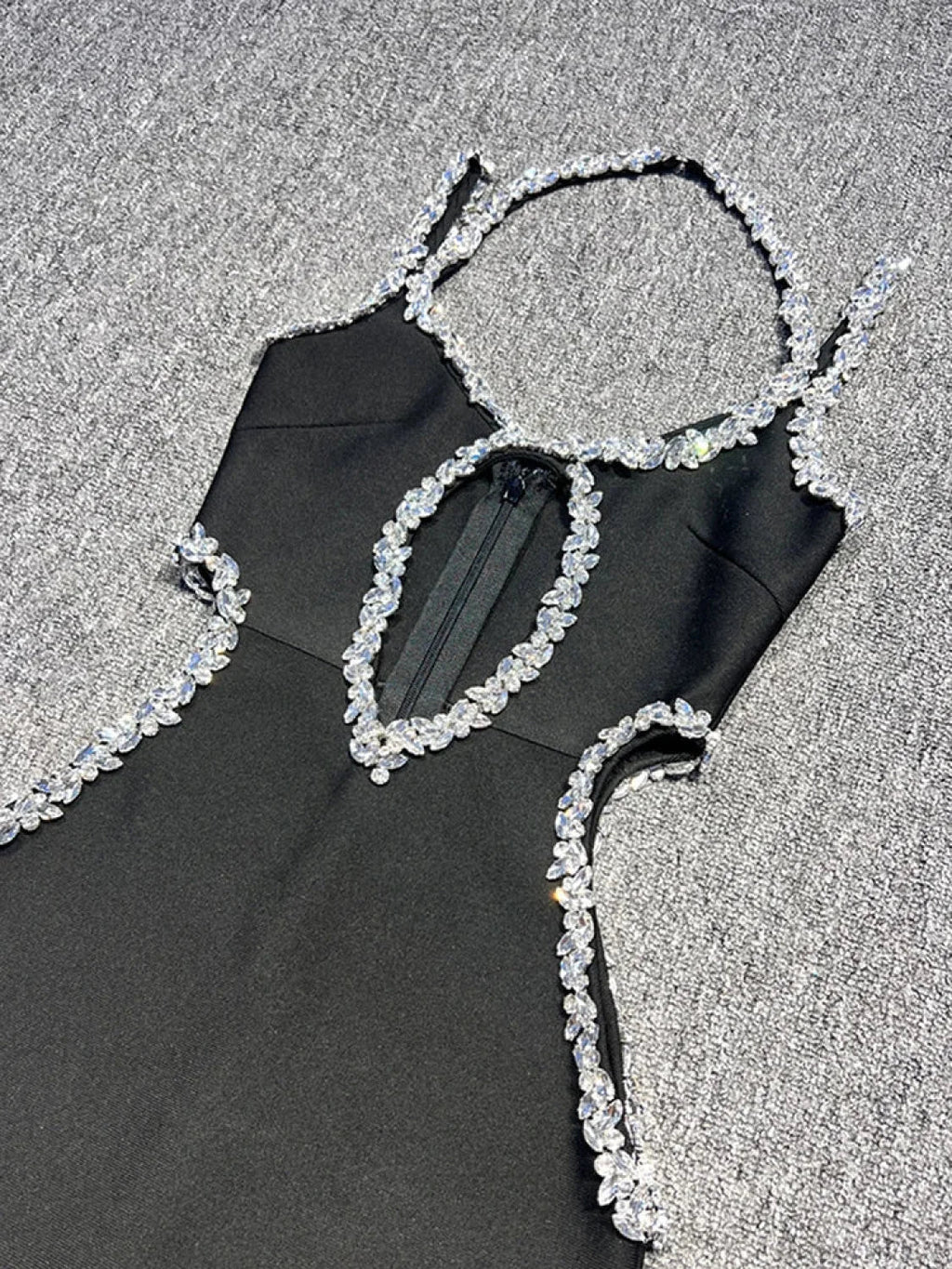Sexy Halter Neck Sling Hollow Out Crystal Bandage Dress Long Party Dress