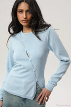 Sexy Irregular Crew Neck Long Sleeve Knit Sweater
