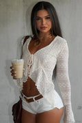 Sexy Lace Flare Sleeve Cover Up