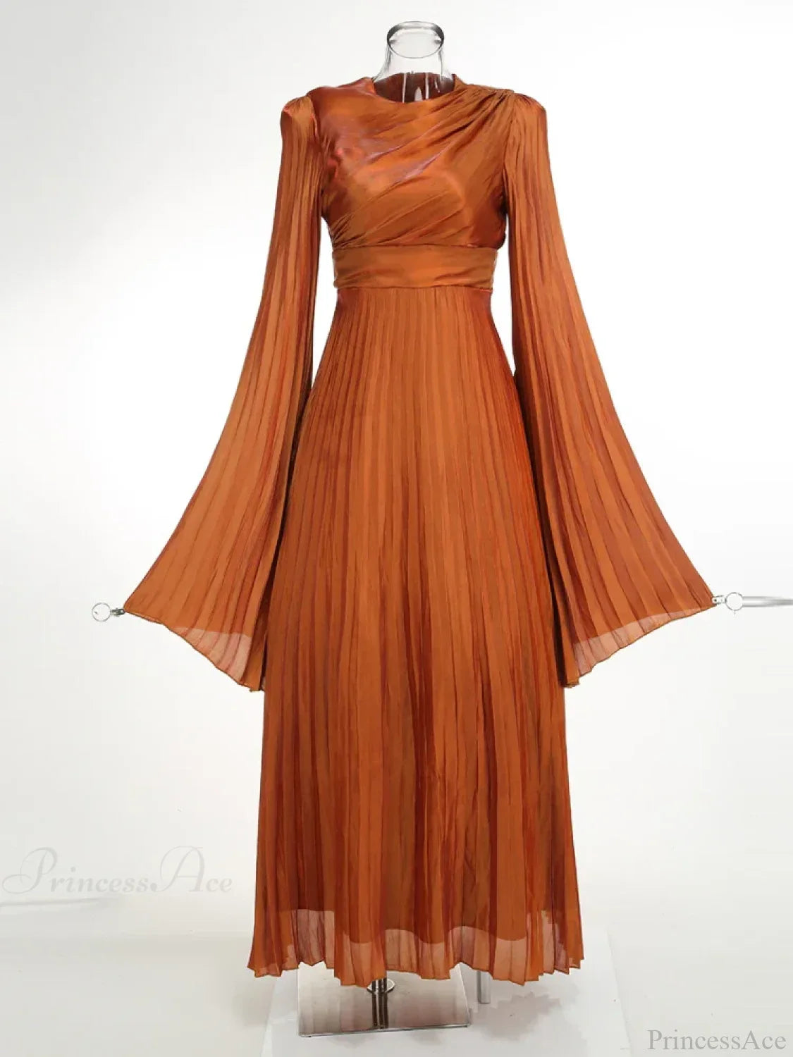Sexy O Neck Batwing Sleeve Pleated Long Dress Women Rose Party Dress