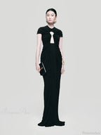 Sexy O Neck Long Sleeve Bow Mini Fall Fluorescent Red Party Dress