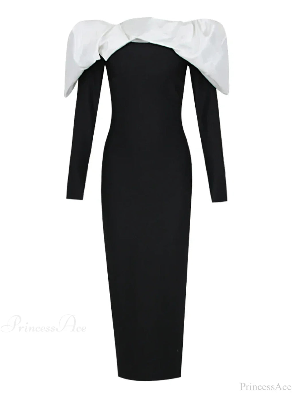 Sexy Off Shoulder Long Sleeves Bandage Black Detachable Pleated Party Dress