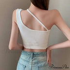 Sexy One Shoulder Sleeveless Crop Tops