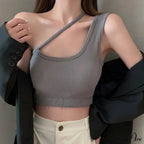 Sexy One Shoulder Sleeveless Crop Tops