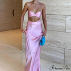 Sexy Satin Tube Top Midi Skirts