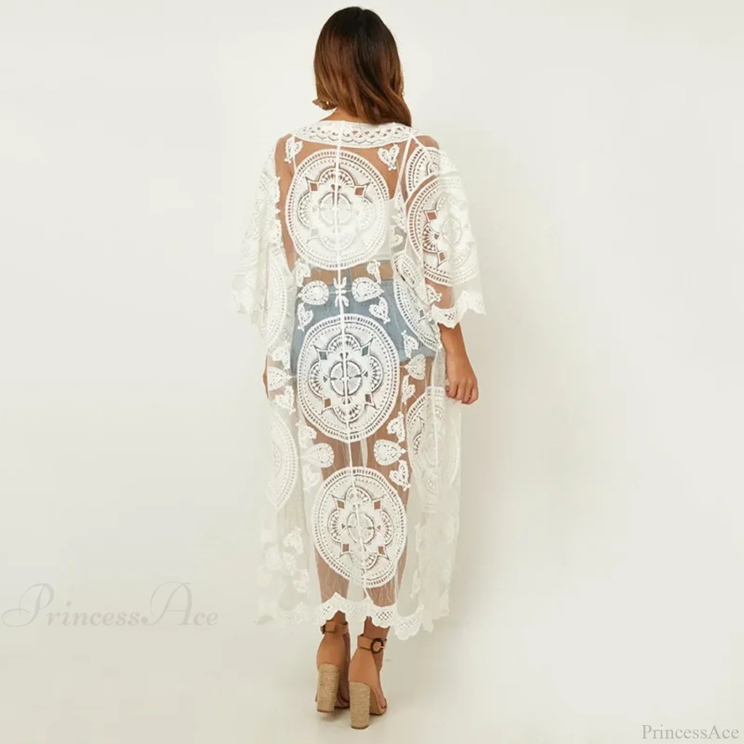 Sexy See-Through Lace Blouse Boho Beach Bikini Cover Up