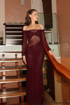 Sexy Sheer Rhinestone Slim Mesh Maxi Dress