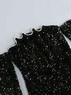 Sexy Slash Neck Long Sleeve Sparkling Sequins Dress Off Shoulder Party Dress