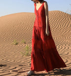 Sexy Sleeveless Deep V-neck Tank Maxi Dress Cotton Long Summer Dress