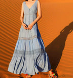 Sexy Sleeveless Deep V-neck Tank Maxi Dress Cotton Long Summer Dress