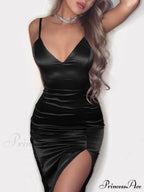 Sexy Solid V-Neck Bodycon Sleeveless Mini Dresses