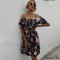 Sexy Spaghetti Strap Floral Print Mini Dress
