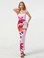 Sexy Spaghetti Straps Bodycon O-neck Wrap Cami Floral Dress