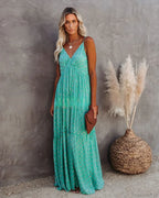Sexy Split Big Hem Strapless Sleeveless Green Maxi Boho Dress