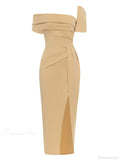 Sexy Square Collar Folds Design Long Dress Short Sleeves Party Dress