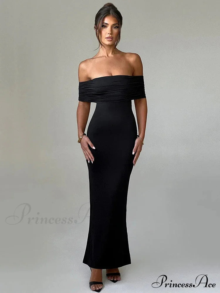 Sexy Strapless Backless Maxi Dress - Solid Off-shoulder Sleeveless Bodycon Party Dress