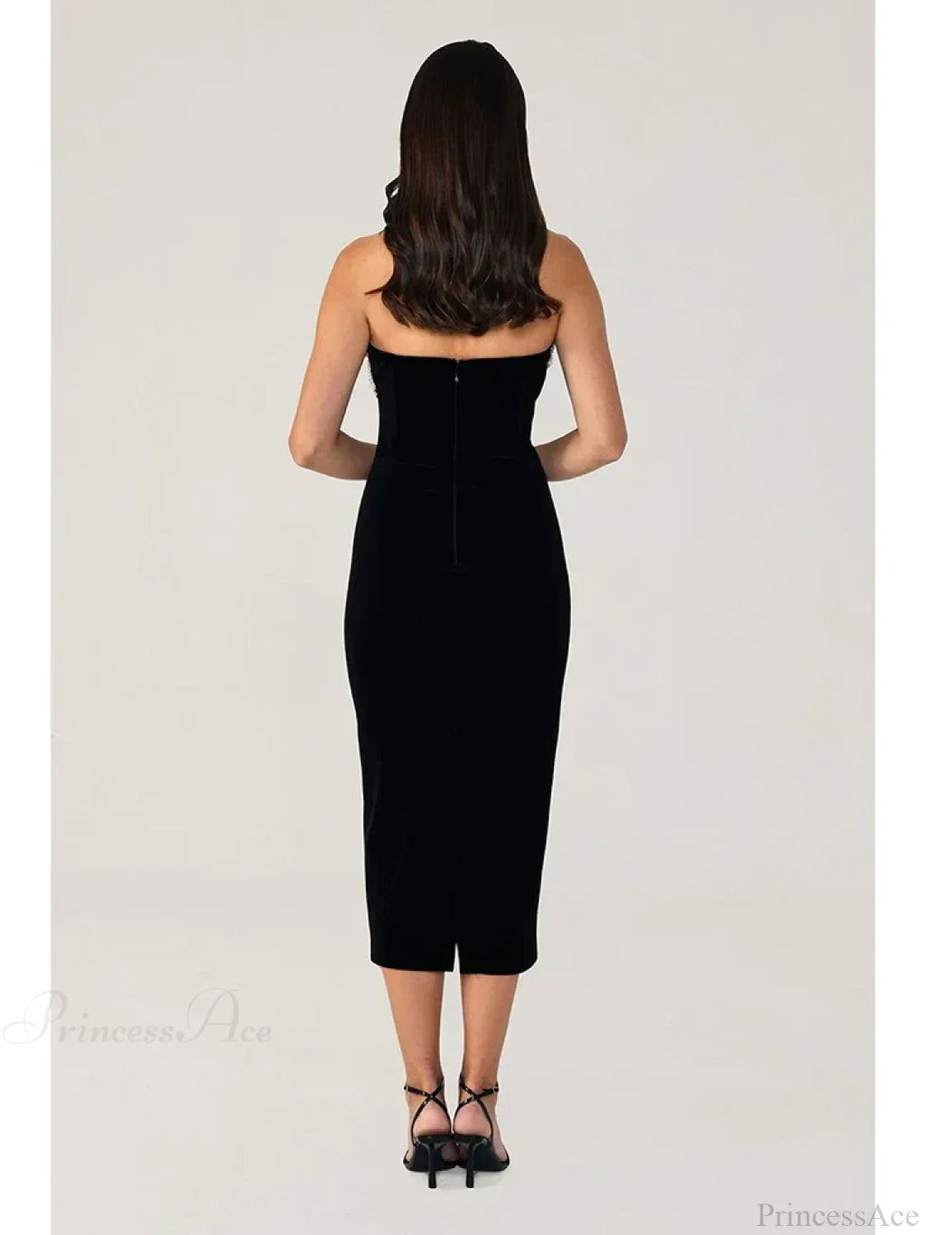 Sexy Strapless Diamonds Chain Bandage Black Sleeveless Backless Party Dress