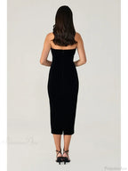 Sexy Strapless Diamonds Chain Bandage Black Sleeveless Backless Party Dress
