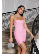 Sexy Strapless Mini Bandage Pink Sleeveless Backless Bodycon Party Dress