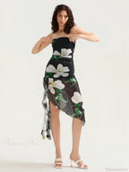 Sexy Strapless Ruffle Tassel Mini Floral Dress