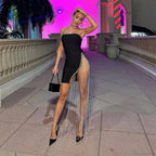 Sexy Strapless Slit Bandage Mini Prom Dress
