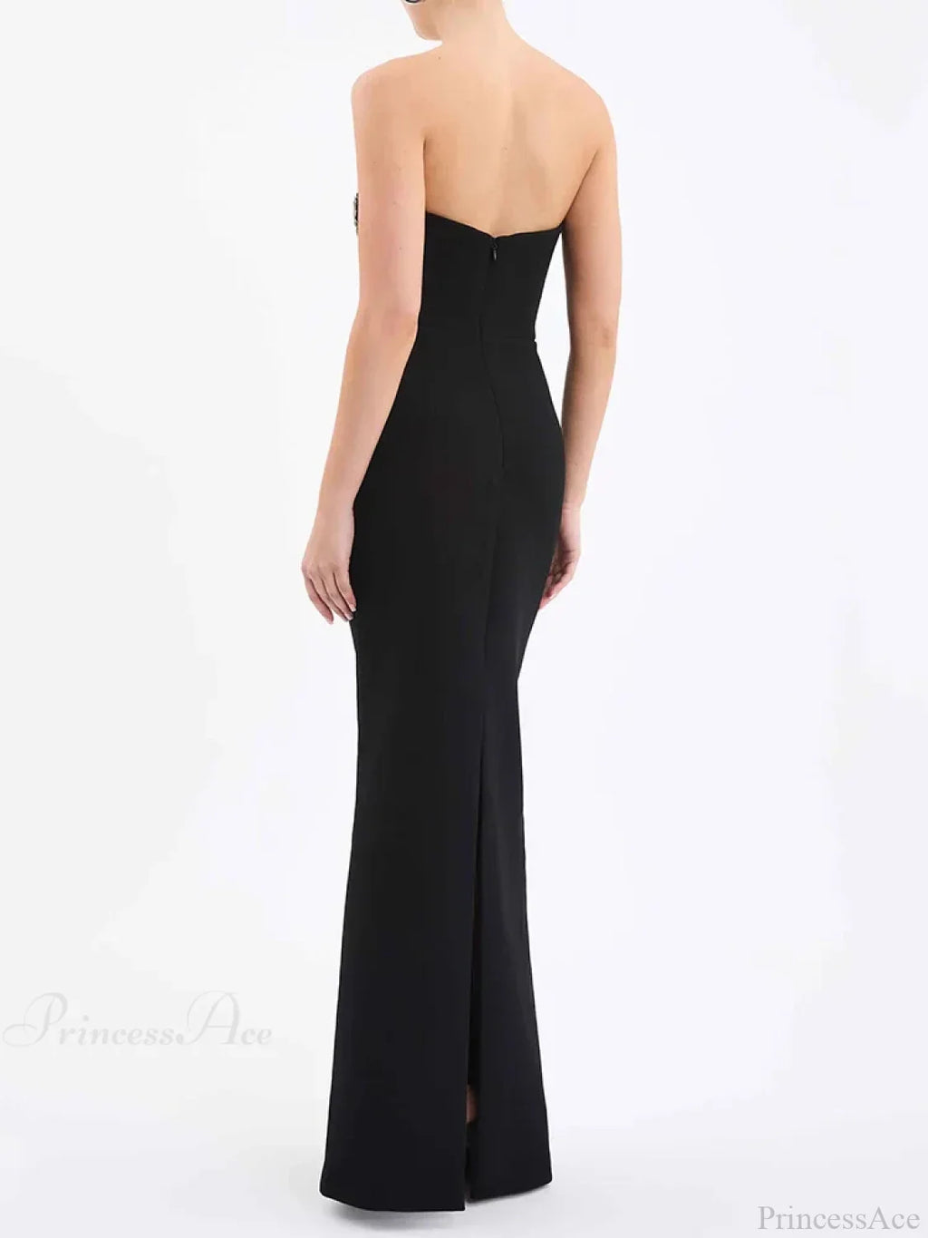 Sexy Strapless V Neck Lace Sequin Design Black Velvet Party Dress