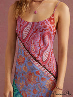 Sexy U-Neck Backless Bosnian Graceful Print Suspender Maxi Dress
