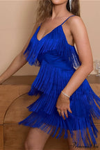 Sexy Unique Tassel Spaghetti Strap Party Dress