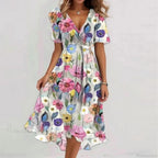 Sexy V-neck Floral Swing Dress