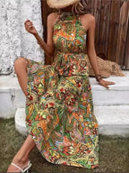 Sexy Vintage Hanging Neck Boho Dress