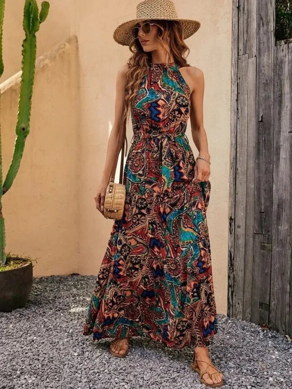 Sexy Vintage Hanging Neck Boho Dress