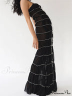 Sexy Women Sleeveless Casual Sling Spaghetti Strap See Through Tie-up Sexy Y2K Party Vestidos