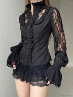 Shadowy Patchwork Lace Blouse