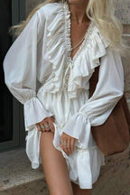 Sharon V - neck Ruffle Mini Dress