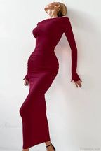 Sheath Off Shoulder Sleek Maxi Dress
