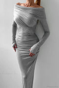 Sheath Off Shoulder Sleek Maxi Dress