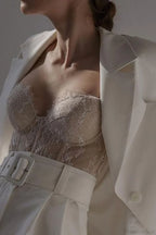 Sheer Lace Embossed Tube Top Corset
