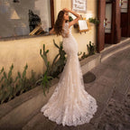 Sheer Tulle Mermaid Bridal Wedding Dress