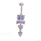 Shiny Crystal Heart Dark Belly Ring