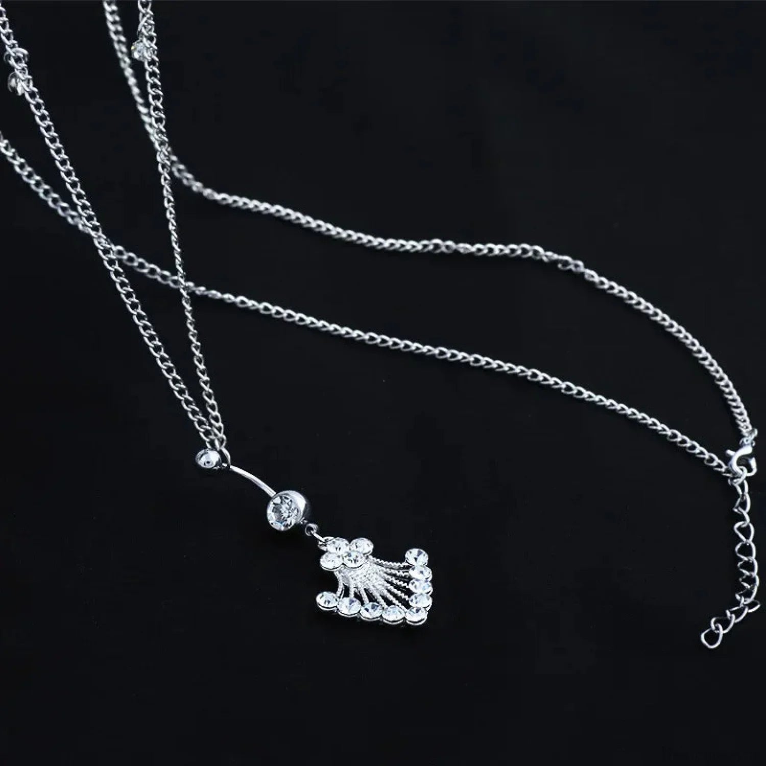 Shiny Metal Chain Dark Belly Ring