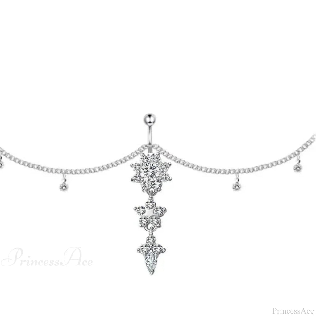 Shiny Metal Chain Dark Belly Ring