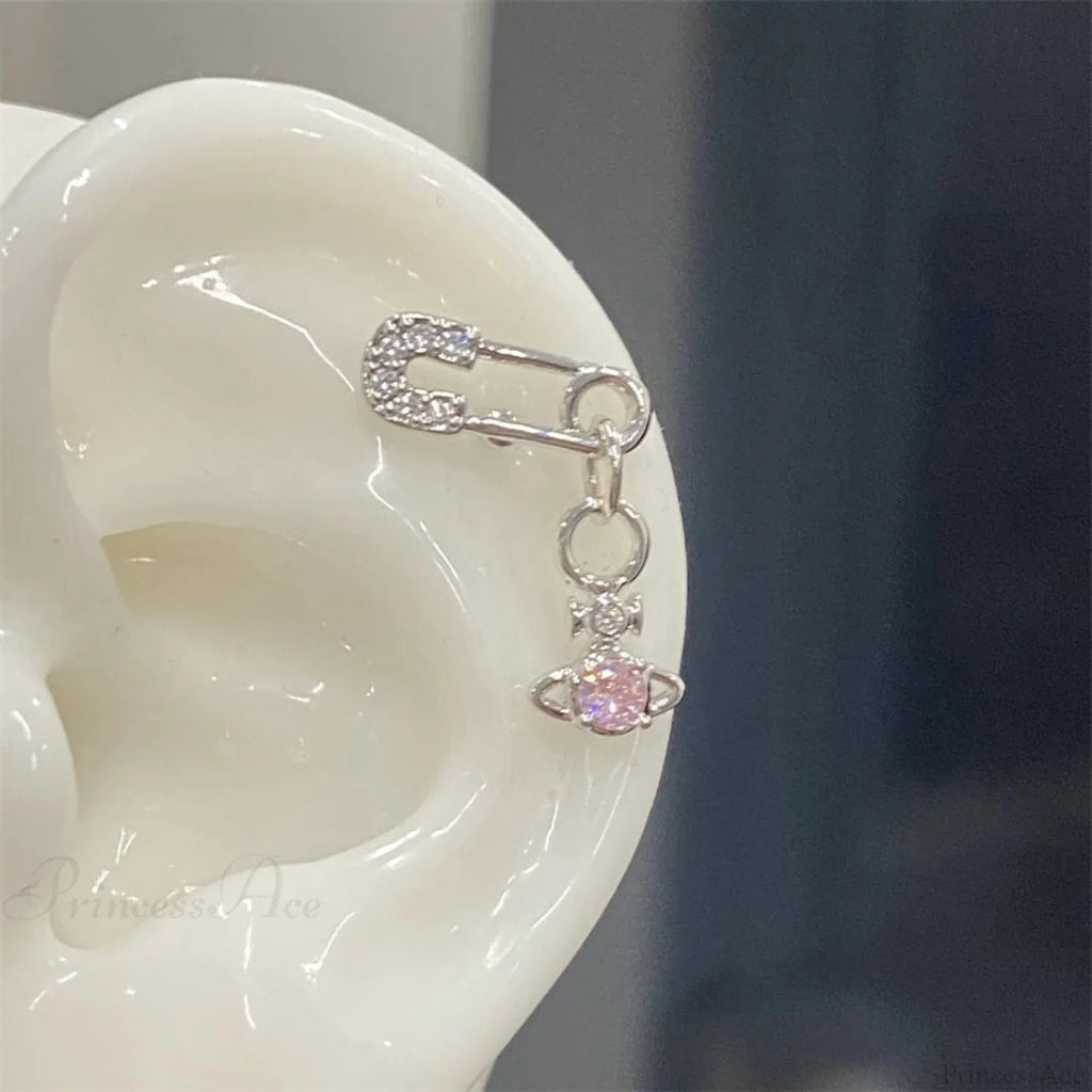 Shiny Saturn 316L Stainless Steel Stud Earring