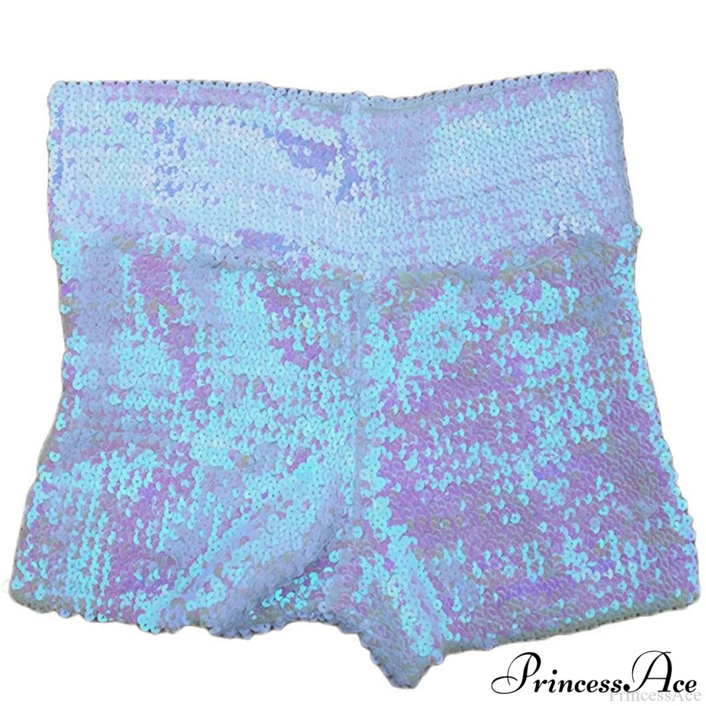 Shiny Sequin Pencil High Waist Mini Shorts