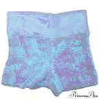 Shiny Sequin Pencil High Waist Mini Shorts