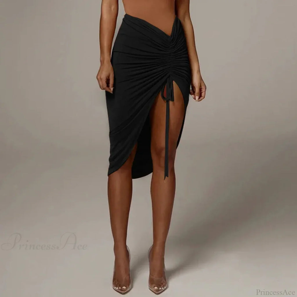 Shirring Pleated Wrap Hip Skirt