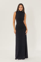 Melanie Premium Maxi Knit Dress with Metallic Straps Elevated Occasion Wear