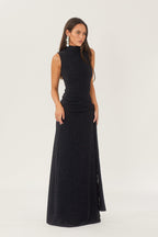 Melanie Premium Maxi Knit Dress with Metallic Straps Elevated Occasion Wear