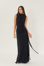 Melanie Premium Maxi Knit Dress with Metallic Straps Elevated Occasion Wear